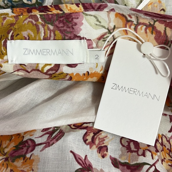 NWT Pattie Asymmetric Cut Out Linen Midi Dress in Cream Floral Size 8 - Picture 14 of 17